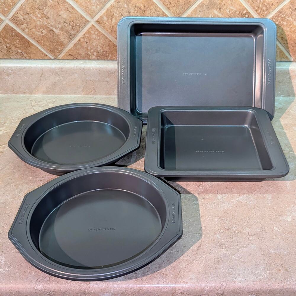 KitchenAid 4-Piece Nonstick Steel Bakeware Set - 9x13, 9x9, (2) 9" Cake Pans